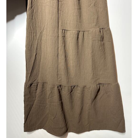 Jumpsuit Brown Flowy Wide-Leg Sleeveless One-Piece Boho Minimalist Style Size L - Picture 6 of 12